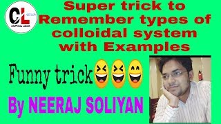 Super trick to Remember types of colloidal system and examples NEET class XII by NEERAJ SOLIYAN [upl. by Sibie90]