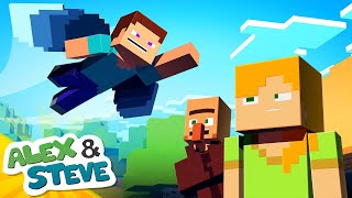 STEVE CAN FLY  Alex and Steve Life Minecraft Animation [upl. by Enaht]