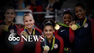 Olympics  US Womens Gymnastics Team Wins Gold [upl. by Trinee]