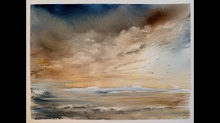 How To Paint Lois Simple Watercolour Stormy Seascape Loose Hake Watercolor Painting Tutorial Demo [upl. by Ecal668]