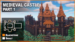 Minecraft How to build a Blackstone Medieval Castle  Tutorial [upl. by Frey239]