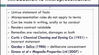 Misrepresentation Lecture 1 of 4 [upl. by Sungam638]