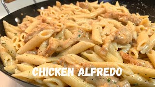 Lazy Creamy Chicken Alfredo Pasta Recipe  Alfredo From A Jar [upl. by Kirenoj862]