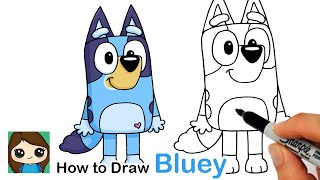 How to Draw Bluey the Puppy  Disney [upl. by Enoved]