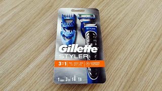 Gillette Fusion Proglide Styler Beard Trimmer unboxing [upl. by Schach]