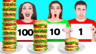 1 10 or 100 Layers of Food Challenge by Multi DO [upl. by Silverman]