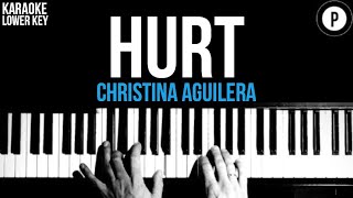 Christina Aguilera  Hurt Karaoke SLOWER Acoustic Piano Instrumental Cover Lyrics LOWER KEY [upl. by Egief]