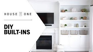 How to Build a Custom Builtin Shelving Unit  House One [upl. by Reger]