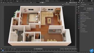 How to make 3d floor plan in Blender  Best method Modeling [upl. by Flss483]