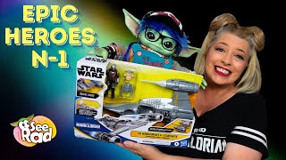 Hasbro Epic Heroes Mandalorian N1 Starfighter Set Unboxed [upl. by Shirl]