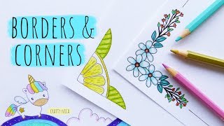 EASY BORDER amp CORNER DESIGNS FOR PROJECTS 3 💜 PROJECT WORK DESIGNS💜 How to DRAW a cute UNICORN [upl. by Sigfried]