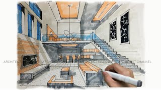 HOW TO DRAW INTERIOR PERSPECTIVE [upl. by Gilboa]