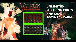 VALHEIM  100 AFK AND SAFE MOB FARM  BUILD TUTORIAL  INFINITE SURTLING CORES AND COAL [upl. by Seligman]