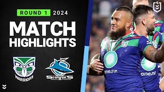 NRL 2024  Warriors v Sharks  Match Highlights [upl. by Gerome]