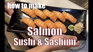 how to make salmon sushi and sashimi [upl. by Firmin904]