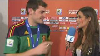 Spain Football Captain Casillas kiss a reporter [upl. by Nohsyt675]