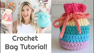 Drawstring Crochet Bag Tutorial  Star Stitch [upl. by Amberly]