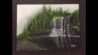 187 How to paint a waterfall Acrylic [upl. by Alimac]