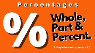 Percentage Problems Finding the Whole Part amp Percent [upl. by Demmahom561]