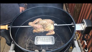 How To Rotisserie Chicken On The Weber Kettle Performer [upl. by Aitnic]