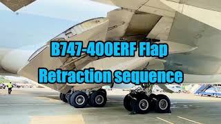 B747400ERF Flap retraction [upl. by Ahsinawt117]