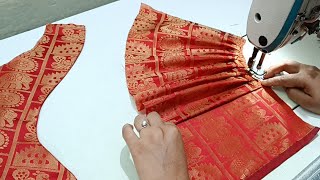 Silk Saree Blouse Design  Silk Saree Blouse Cutting and Stitching  Blouse Back Neck Designs [upl. by Niemad]