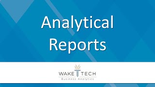 Analytical Reports BAS 120 [upl. by Aynekal]