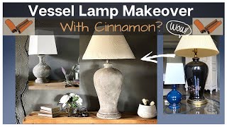 Vessel Table Lamp Makeover With Cinnamon  DIY Lamp Makeover [upl. by Nafets]