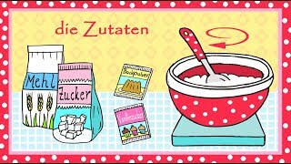 Deutsch lernen Kuchenrezept zum Backen  learn German cake recipe [upl. by Kerril]