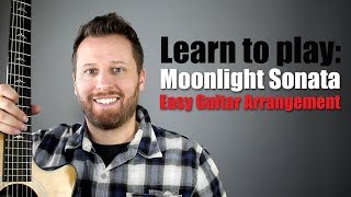 Moonlight Sonata Guitar Tutorial  Easy to Play Arrangement [upl. by Aikim]