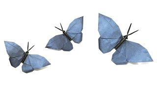 Origami Butterfly tutorial Hideo Komatsu 折り紙 蝶 оригами бабочка Schmetterling mariposa [upl. by Ralfston]