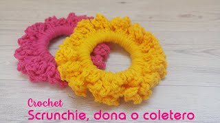 Scrunchie coletero dona para el cabello tejido a crochet [upl. by Ahcatan]