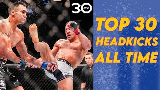 TOP UFC30 Headkick Knockouts Throughout History [upl. by Enoek]