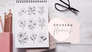 How To Draw Flowers  Florals Step By Step [upl. by Antoni]