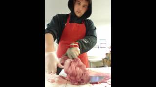 Cutting a sirloin tip into steaks and roast [upl. by Llebasi695]