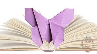 Cómo hacer un separador de libros en forma de mariposa  Origami fácil paso a paso origami libro [upl. by Eniotna]