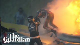 Romain Grosjean walks away from fiery F1 crash in Bahrain Grand Prix [upl. by Debbra]