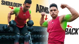 SHOULDERS CHEST amp BACK FULL UPPER BODY WORKOUT [upl. by Eedahs]