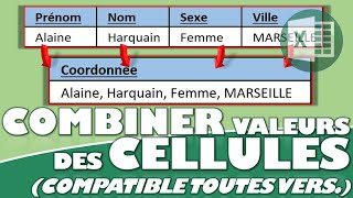 COMMENT ASSEMBLER DES CELLULES AUTOMATIQUEMENT DANS EXCEL  CONCATÉNATION MULTIPLE [upl. by Joete]