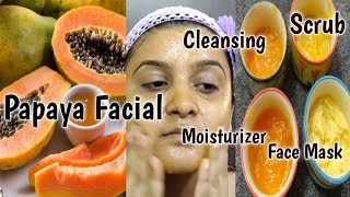 How to do papaya fruit facial for glowing n clear skin at homeRemoves dark spots n dry skin [upl. by Lumpkin]