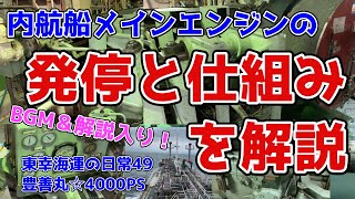 4サイクルエンジンの基本がわかる！内航船大型4サイクルエンジン徹底解説、始動停止、カム軸や排気弁、ガバナーや燃料投入のしくみ 内航タンカー豊善丸 東幸海運株式会社【日常編49】 [upl. by Tabbatha]