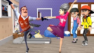 Scary Teacher 3D  Nick Tani and Hello Neighbor MISS UNIVERSE Gameplay animation Funny  VMAni [upl. by Caniff]