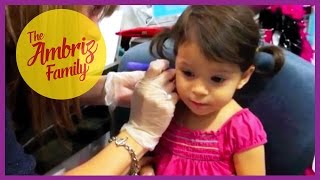 CUTE 2 YEAR OLD GETS HER EARS PIERCED [upl. by Anneuq]