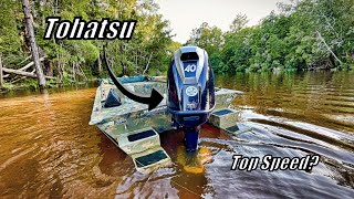 40hp Tohatsu overview and top speed Track grizzly 1548 sportsman [upl. by Eilrak981]