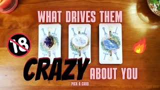 18 WHAT DRIVES THEM CRAZY ABOUT YOU 💋🥵 Pick a Card Tarot Reading 🔮 [upl. by Aisya]