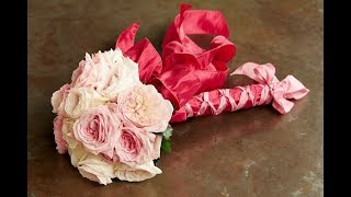 Ribbon Wrapped Bouquet with Bonus Bow Tutorial [upl. by Alekim131]