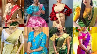 blouse hand designspattu saree blouse designs 2024south indian blouse designsbridal blouses baju [upl. by Nnyllaf]