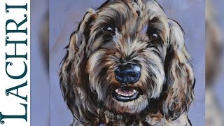 Speed Painting impressionistic dog portrait in acrylic  Demo by Lachri [upl. by Brand824]